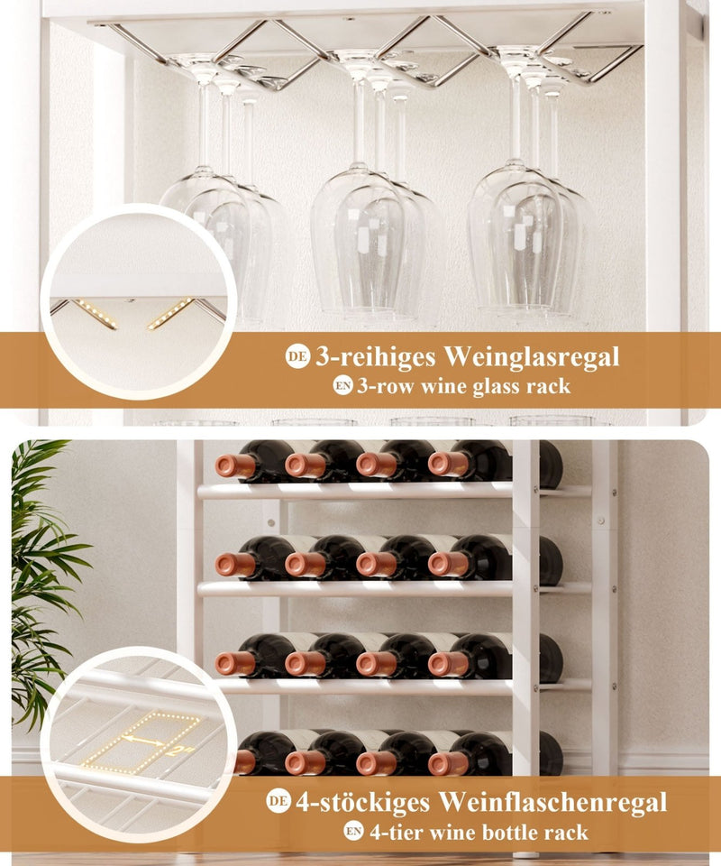 Yorbay Freistehendes Weinregal für 16 Flaschen und 9 Weingläser - YB048-T047A - 16 - yorbiy.com