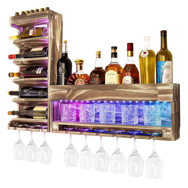 Yorbay LED - beleuchtetes Weinregal aus Holz mit Glashalter - YB021 - D021 - 1 - yorbiy.com