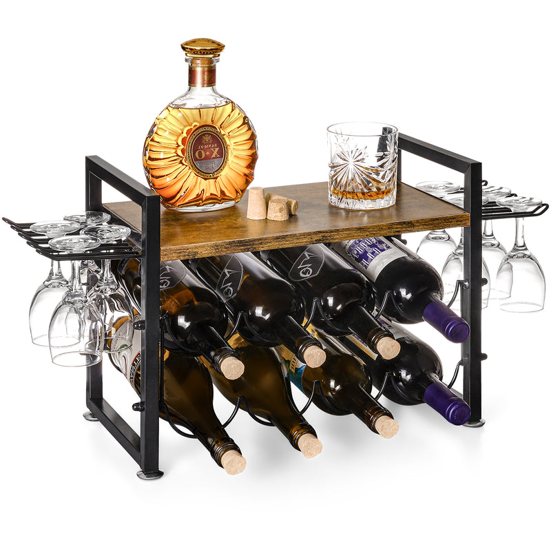 Yorbay Freistehendes Weinregal mit Gläserhalter 1 - yorbiy.com