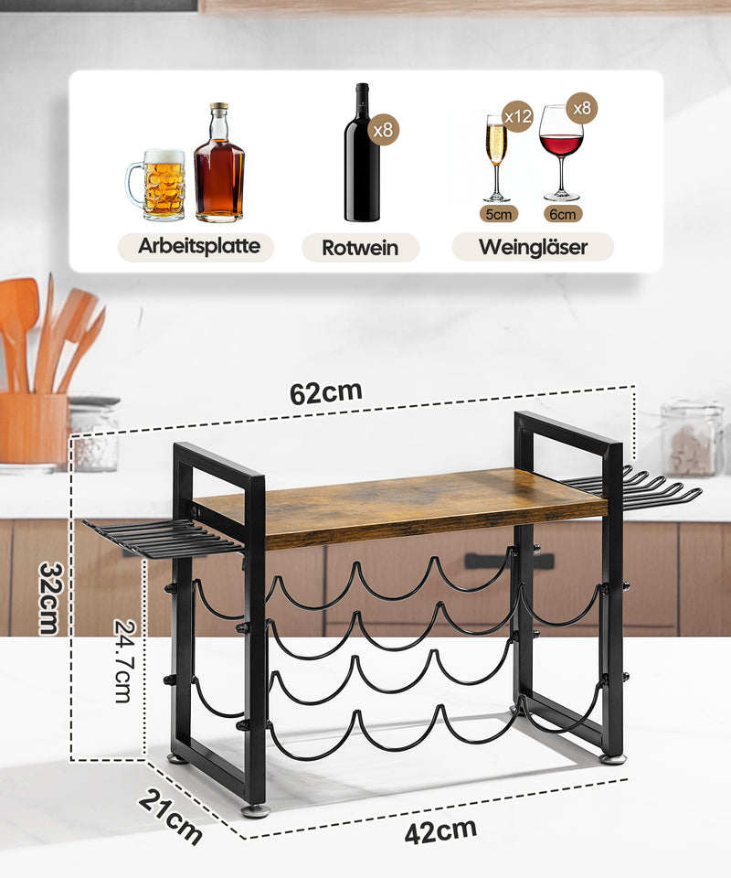 Yorbay Freistehendes Weinregal mit Gläserhalter 3 - yorbiy.com