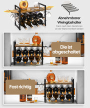 Yorbay Freistehendes Weinregal mit Gläserhalter 4 - yorbiy.com