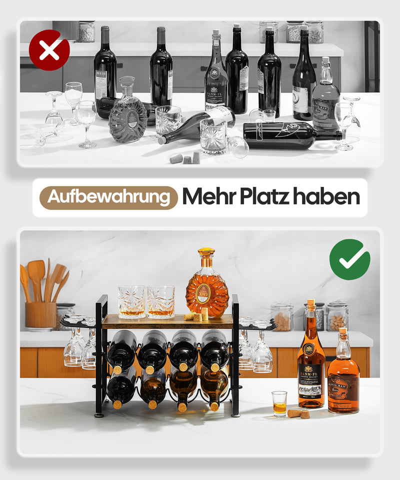Yorbay Freistehendes Weinregal mit Gläserhalter 7 - yorbiy.com