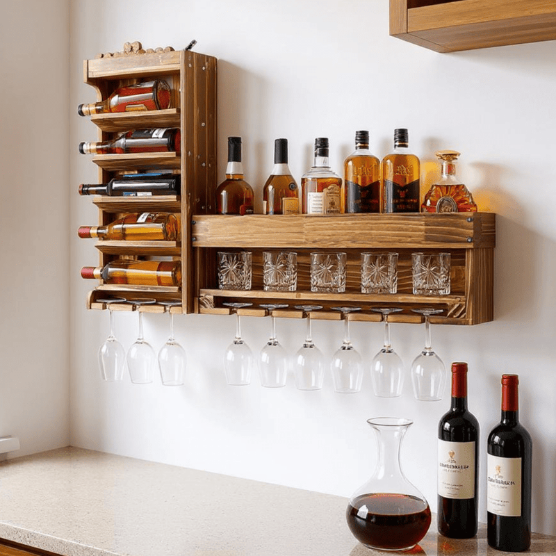 Yorbay Weinregal aus Holz mit Glashalter - D03 - 2 - yorbiy.com