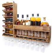 Yorbay Wandmontiertes Weinregal aus Holz mit Glashalter - D03 - 1 - yorbiy.com