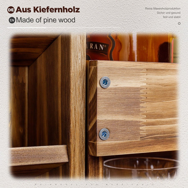 Yorbay Wandmontiertes Weinregal aus Holz mit Glashalter - D03 - 5 - yorbiy.com