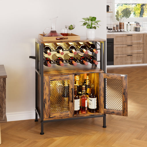 Yorbay Weinschrank mit Flaschenregal, Glashalter und RGB - LED - Beleuchtung - YS023-T102 - 2 - yorbiy.com