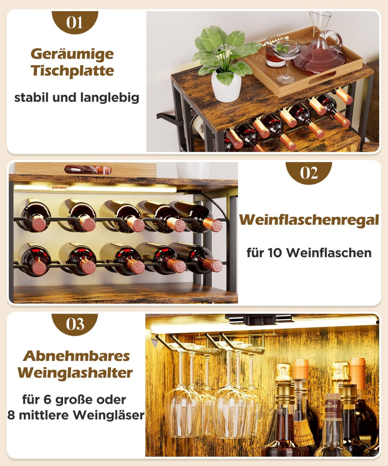 Yorbay Weinschrank mit Flaschenregal, Glashalter und RGB - LED - Beleuchtung - YS023-T102 - 4 - yorbiy.com