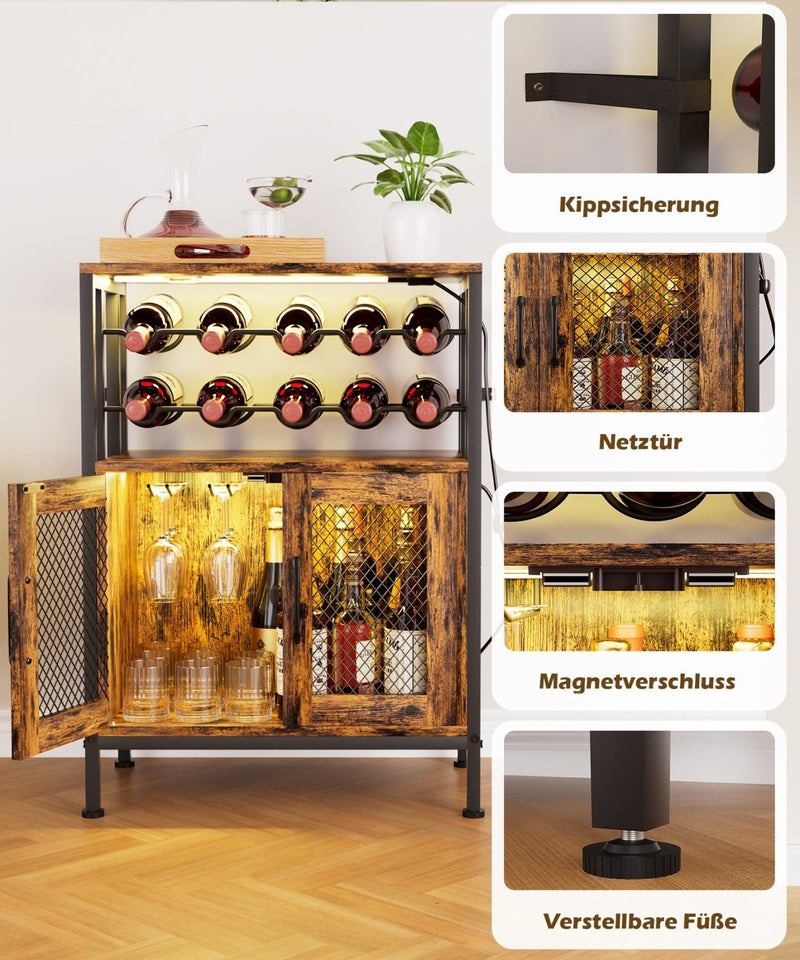 Yorbay Weinschrank mit Flaschenregal, Glashalter und RGB - LED - Beleuchtung - YS023-T102 - 5 - yorbiy.com
