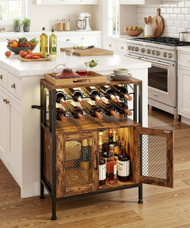 Yorbay Weinschrank mit Flaschenregal, Glashalter und RGB - LED - Beleuchtung - YS023-T102 - 9 - yorbiy.com