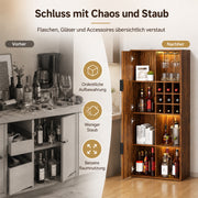 Yorbay Weinschrank mit LED-Beleuchtung 140 cm, mit Glashalter, 9er Weinfach & Türen - YW018-D087 - 4 - yorbiy.com