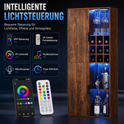 Yorbay Weinschrank mit LED-Beleuchtung 140 cm, mit Glashalter, 9er Weinfach & Türen - YW018-D087 - 5 - yorbiy.com