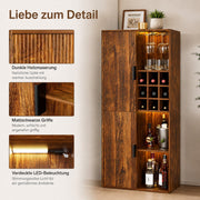 Yorbay Weinschrank mit LED-Beleuchtung 140 cm, mit Glashalter, 9er Weinfach & Türen - YW018-D087 - 6 - yorbiy.com