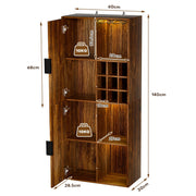 Yorbay Weinschrank mit LED-Beleuchtung 140 cm, mit Glashalter, 9er Weinfach & Türen - YW018-D087 - 3 - yorbiy.com