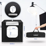 Yorbay Fotostudio 60 x 60 x 60 cm mit dimmbarer LED - Beleuchtung und 4 Hintergrundpapieren - F08A - 7 - yorbiy.com