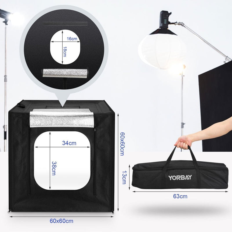 Yorbay Fotostudio 60 x 60 x 60 cm mit dimmbarer LED - Beleuchtung und 4 Hintergrundpapieren - F08A - 7 - yorbiy.com