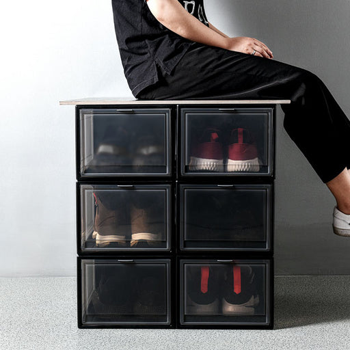 Yorbay 3er Set Schuhbox aus Kunststoff für Schuhe bis Größe 48, schwarz L - B39 - 2 - yorbiy.com