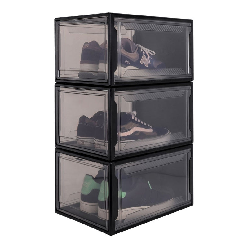 Yorbay 3er Set Schuhbox aus Kunststoff für Schuhe bis Größe 48, schwarz L - B39 - 1 - yorbiy.com