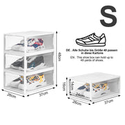 Yorbay 12er Set Schuhbox aus Kunststoff für Schuhe bis Größe 48, weiß S / L - B37x4 - 7 - yorbiy.com