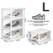 Yorbay 12er Set Schuhbox aus Kunststoff für Schuhe bis Größe 48, weiß S / L - B36x4 - 8 - yorbiy.com