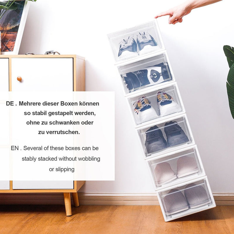 Yorbay 12er Set Schuhbox aus Kunststoff für Schuhe bis Größe 48, weiß S / L - B36x4 - 10 - yorbiy.com