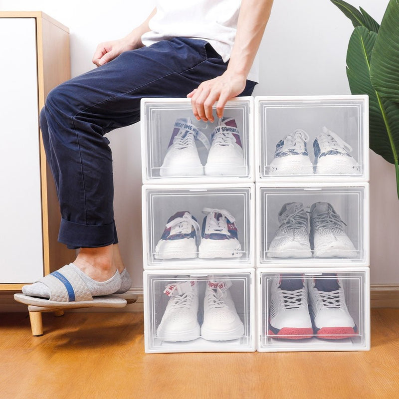 Yorbay 12er Set Schuhbox aus Kunststoff für Schuhe bis Größe 48, weiß S / L - B36x4 - 9 - yorbiy.com