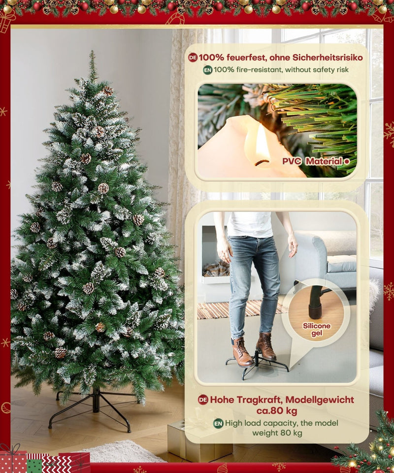Yorbay künstlicher Weihnachtsbaum mit Schnee und Kiefernzapfen, 120 cm - 240 cm - K185 - 8 - yorbiy.com