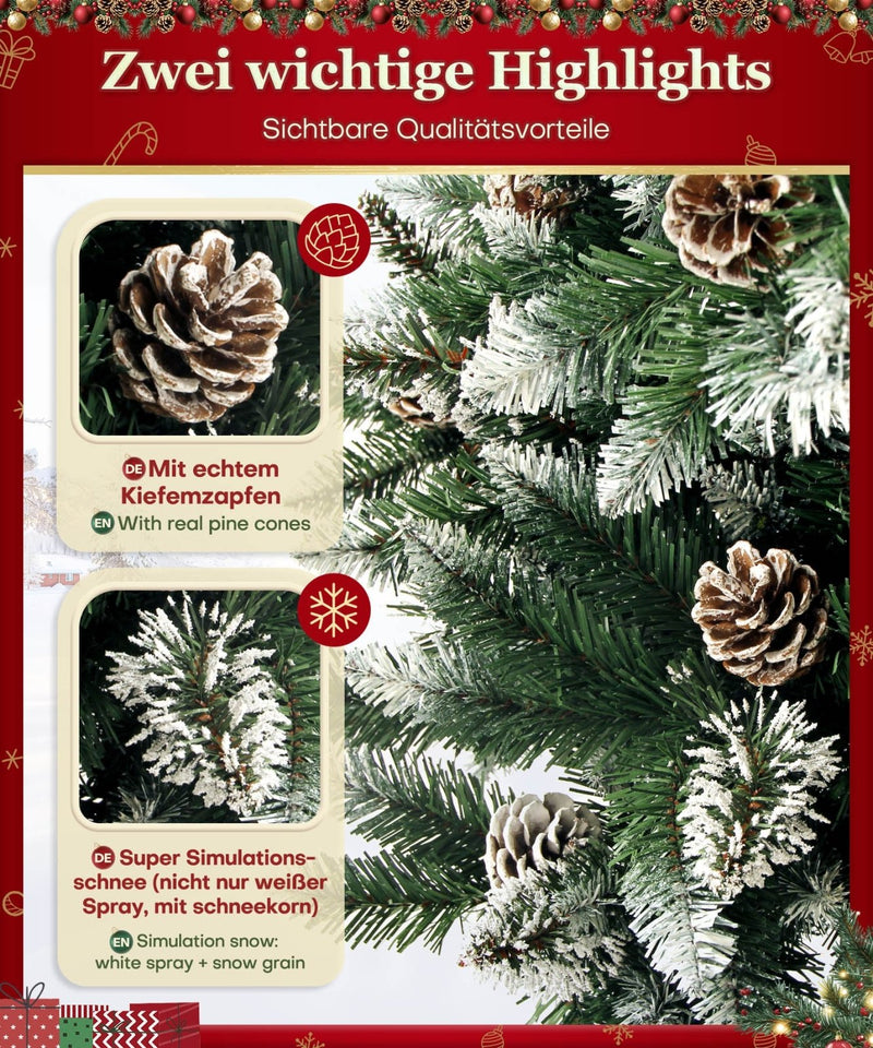 Yorbay künstlicher Weihnachtsbaum mit Schnee und Kiefernzapfen, 120 cm - 240 cm - K185 - 9 - yorbiy.com