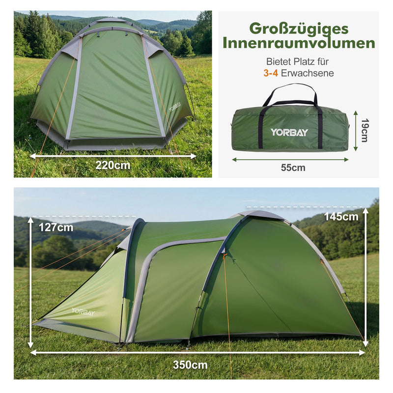 Yorbay 2 - Raum Campingzelt mit Vorraum & Seitentür – PU3000 mm, UV50+ - YP028-W028 - 3 - yorbiy.com