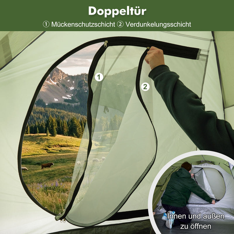 Yorbay 2 - Raum Campingzelt mit Vorraum & Seitentür – PU3000 mm, UV50+ - YP028-W028 - 5 - yorbiy.com