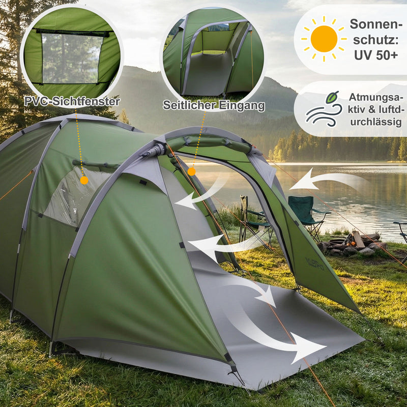 Yorbay 2 - Raum Campingzelt mit Vorraum & Seitentür – PU3000 mm, UV50+ - YP028-W028 - 6 - yorbiy.com
